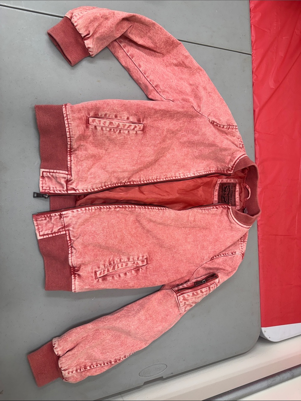Levi's Washed Red/Pink Denim Bomber Jacket